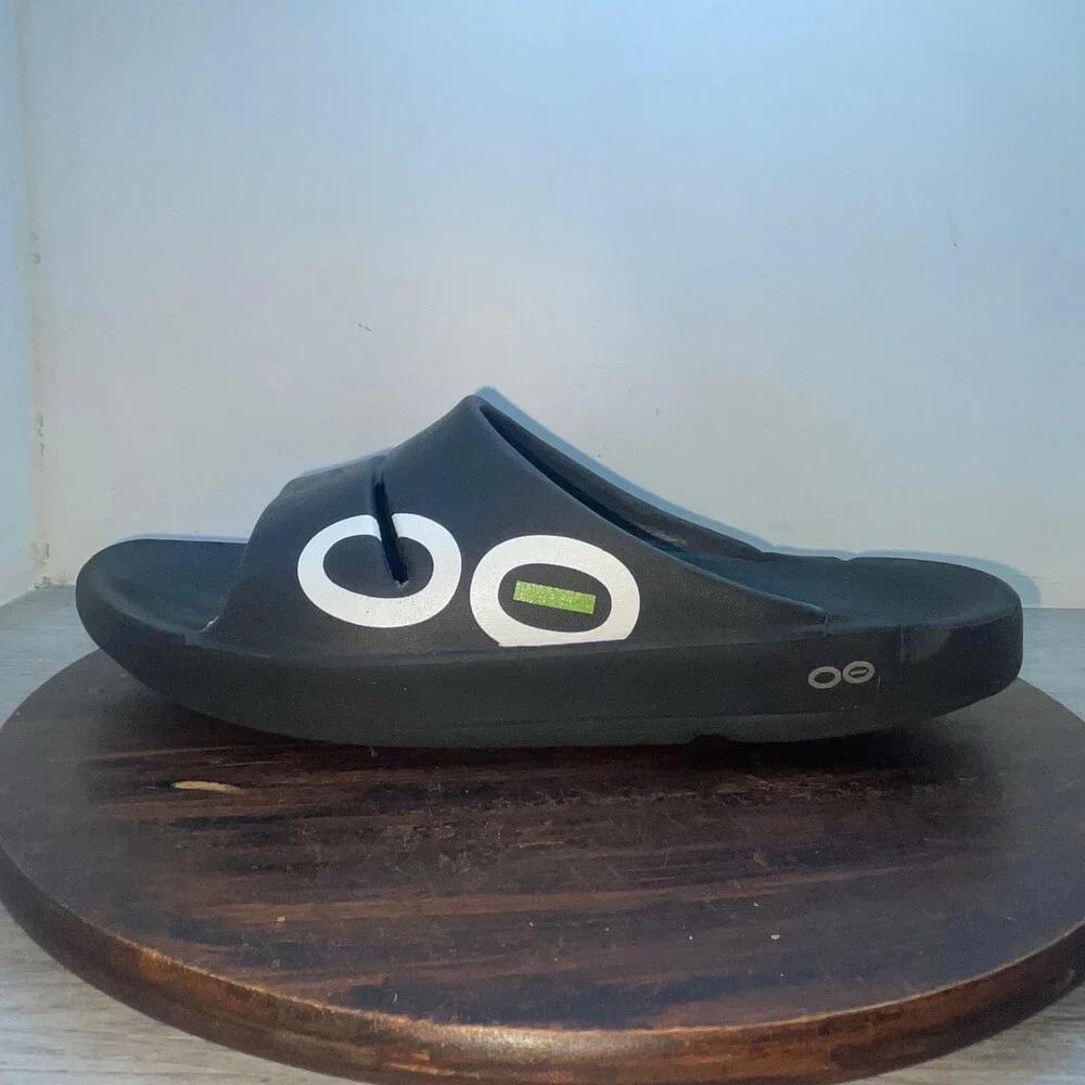 OOFOS Slides Recovery Sport Unisex Black-White US Men’s Size 12 Casual Sandals